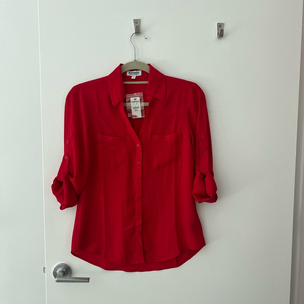 Red Express Button Up Work Shirt